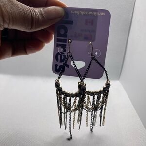 Dangle Antique Vintage Black Gold Silver Chain Earrings by Claire’s
New
